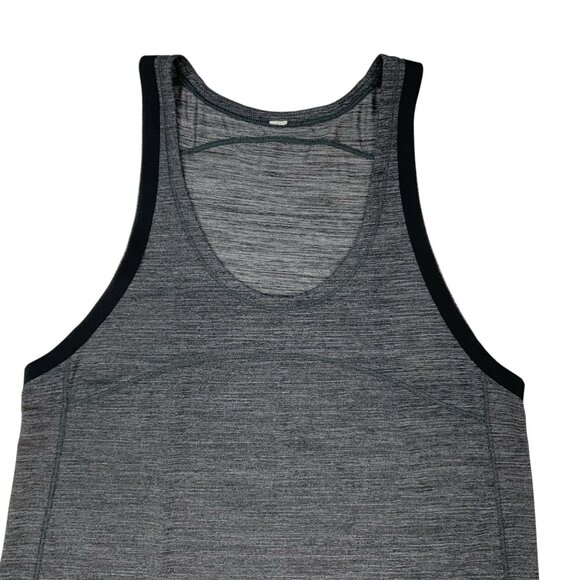 Lululemon On Track Singlet Tank Top 4 Heathered Black Logo Athletic Yoga W1AB6S - Picture 6 of 11